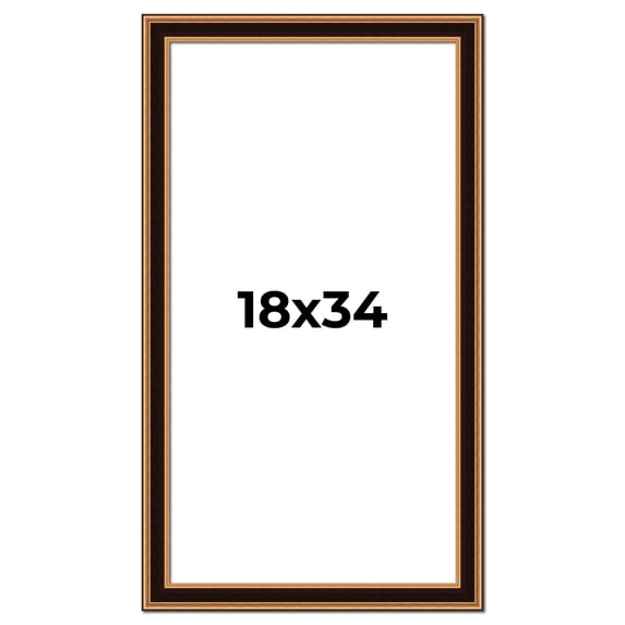18x34 Frame Gold Brown Plein Air Vintage Solid Wood Picture Frame | 1.75 Inches Moulding Width |