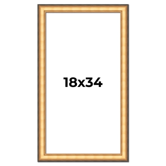 18x34 Frame Gold Plein Aire Solid Wood Picture Frame Width 2 Inches | Interior Frame Depth 0.5