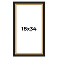 thumbnail image 1 of 18x34 Frame Gold Real Wood Picture Frame Width 2.25 Inches | Interior Frame Depth 0.5 Inches |, 1 of 8