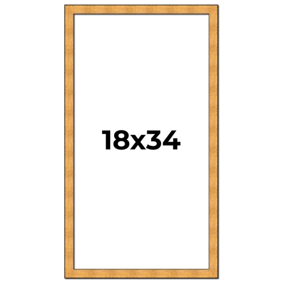18x34 Frame Gold Rustic Solid Wood Picture Frame | 1.25 Inch Wide Moulding | Rustique Gold