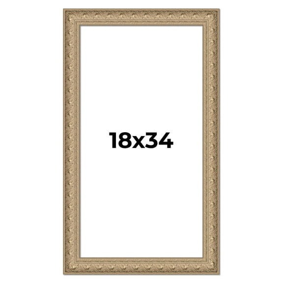 18x34 Frame Ornate Silver Beaded Solid Wood Picture Frame Width 2.5 Inches | Interior Depth 1