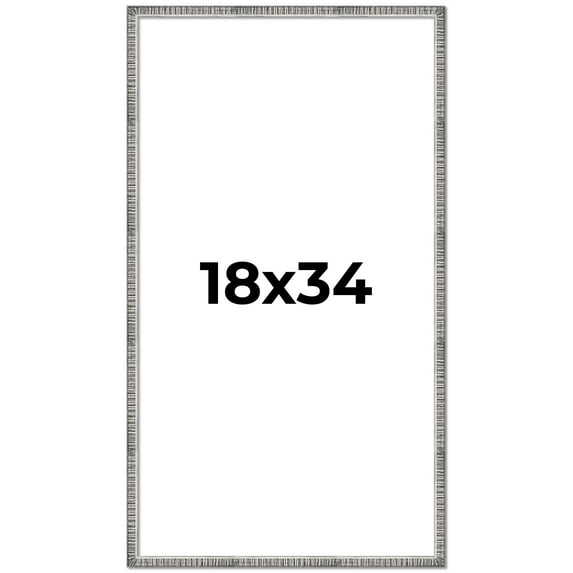 18x34 Frame Silver Picture Frame - Complete Modern Photo Frame Includes UV Acrylic Shatter Guard