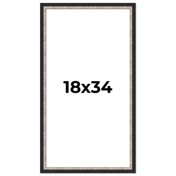 18x34 Frame Silver Real Wood Picture Frame Width 1.25 Inches | Interior Frame Depth 0.75 Inches |