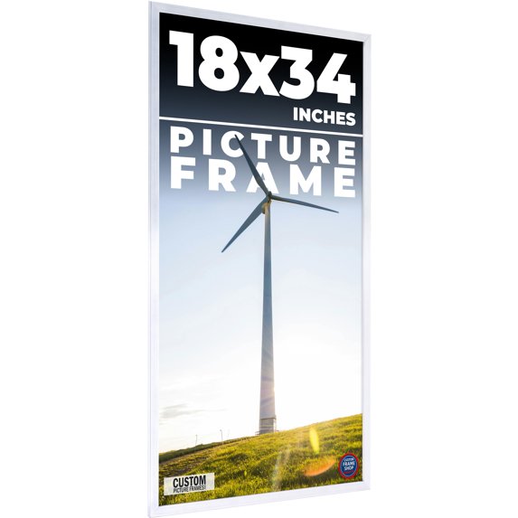 18x34 Frame Silver Stainless Steel Solid Wood Picture Frame | 0.75 Inch Moulding Width | Includes