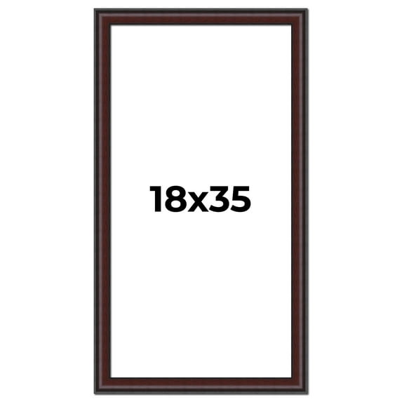 18x35 Frame Brown Round Mahogany Solid Wood Picture Frame | 1.625 Inch Moulding Width | with UV
