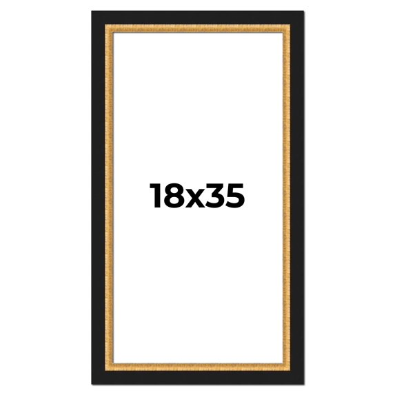 18x35 Frame Gold Real Wood Picture Frame Width 2.25 Inches | Interior Frame Depth 0.5 Inches |