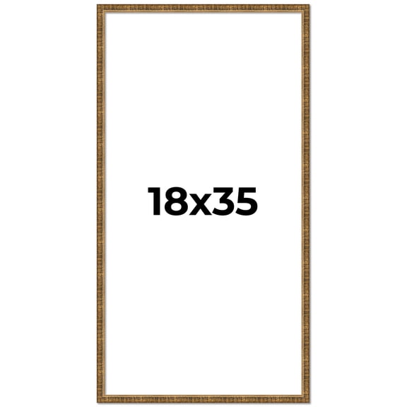 18x35 Frame Gold Solid Wood Picture Frame - Complete Modern Photo Frame Includes UV Acrylic
