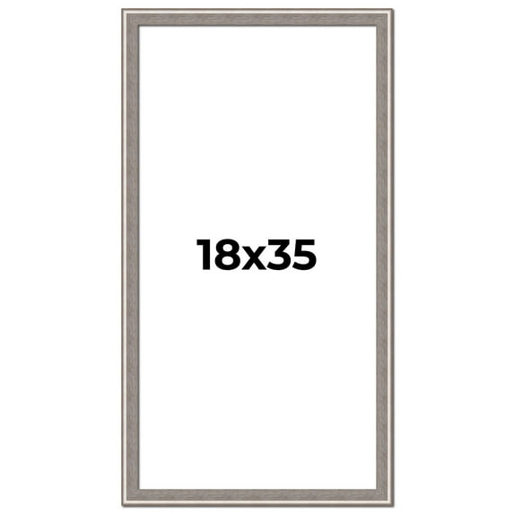 18x35 Frame Grey Real Wood Picture Frame Width 1.25 inches | Interior Frame Depth 0.5 inches | Hans