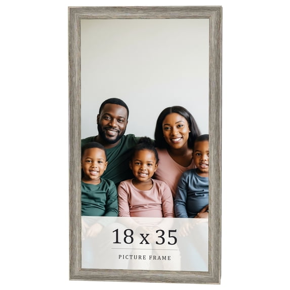 18x35 Frame Grey Solid Wood Picture Frame Width 1 Inches | Interior Frame Depth 0.5 Inches |