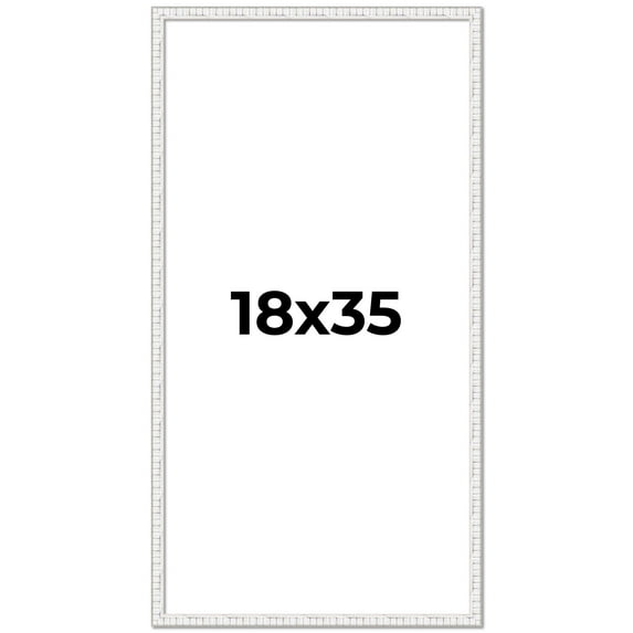 18x35 Frame White Scuffed Rustic Solid Wood Picture Frame | 0.75 Inch Moulding Width| Includes UV