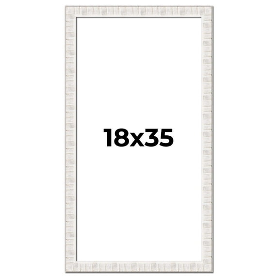 18x35 Frame White Sonoma Rustic Wood Picture Frame | 1.5 Inch Moulding Width | Complete with UV