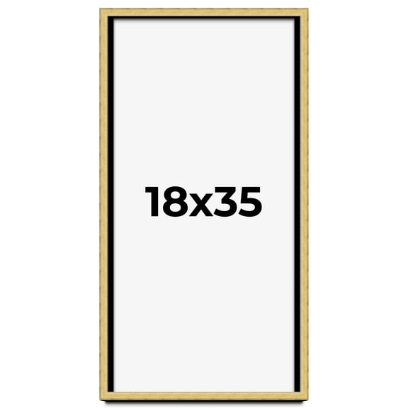 18x35 Shadow Box Frame Gold | 1.375 Inches Deep Real Wood Contemporary Shadowbox Display Frame | UV