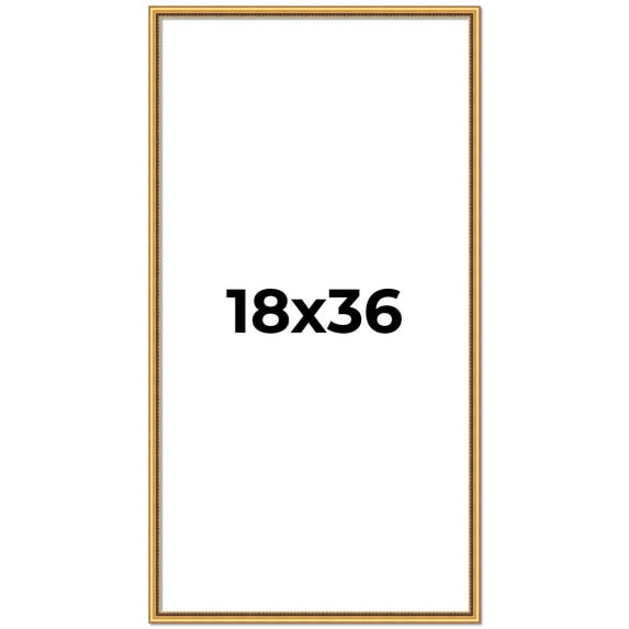 18x36 Frame Beaded Gold Solid Wood Picture Frame | 0.75 Inches Moulding Width | Liscio Oro