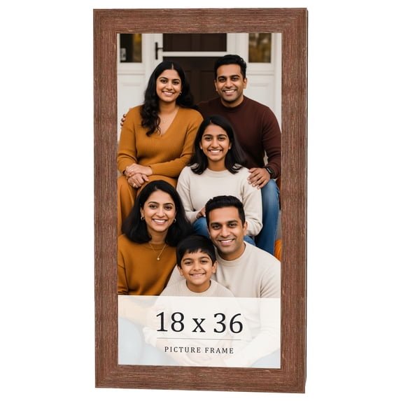 18x36 Frame Brown Farmhouse Solid Wood Picture Frame Width 1.5 Inches | Interior Frame Depth 0.5