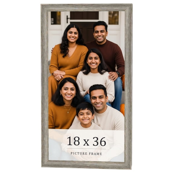18x36 Frame Grey Solid Wood Picture Frame Width 1 Inches | Interior Frame Depth 0.5 Inches |