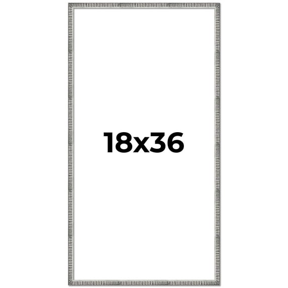 18x36 Frame Silver Grey Distressed Solid Wood Picture Frame | 0.75 Inch Moulding Width | Interior