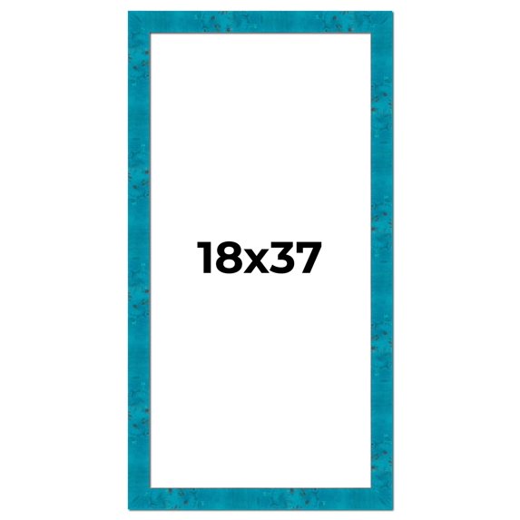 18x37 Frame Blue Teal Burl Wood Picture Frame | 1.75 Inch Moulding Width | Interior Frame Depth 0.5