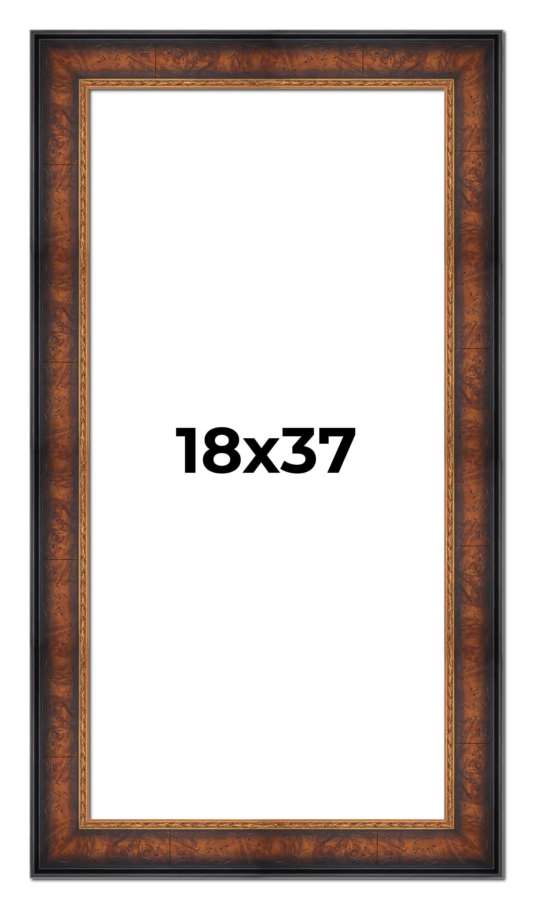 18x37 Frame Brown Walnut Gold Ornate Trim Solid Wood Plein Air Picture ...
