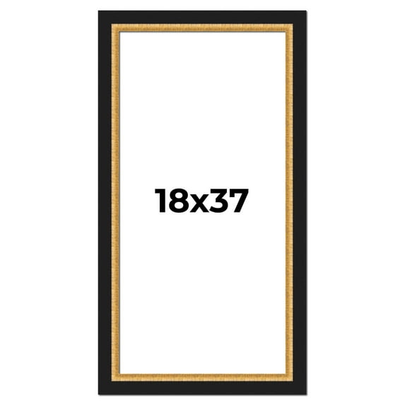 18x37 Frame Gold Real Wood Picture Frame Width 2.25 Inches | Interior Frame Depth 0.5 Inches |
