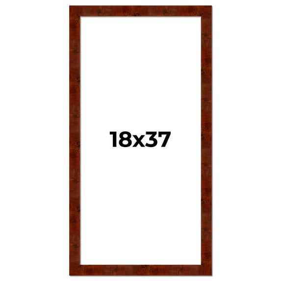 18x37 Walnut Brown Veneer Real Wood Picture Frame Width 1.75 inches | Interior Frame Depth 0.5