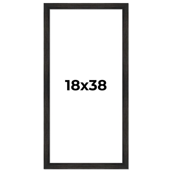 18x38 Frame Black Rustic Barnwood Solid Wood Picture Frame | 1.5 Inch Moulding Width | Includes UV