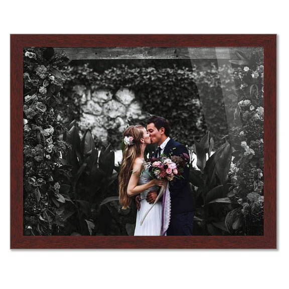 18x38 Frame Brown Picture Frame - Complete Modern Photo Frame Includes UV Acrylic Shatter Guard Front, Acid Free