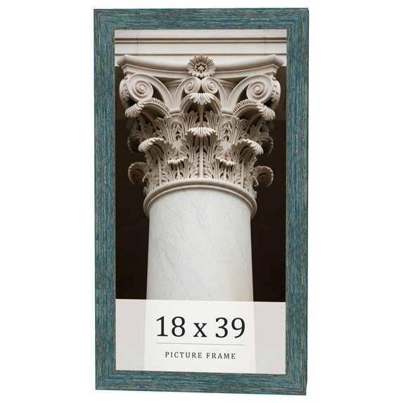 18x39 Frame Blue Rustic Barnwood Solid Wood Picture Frame Width 1.25 Inches | Interior Depth 0.5
