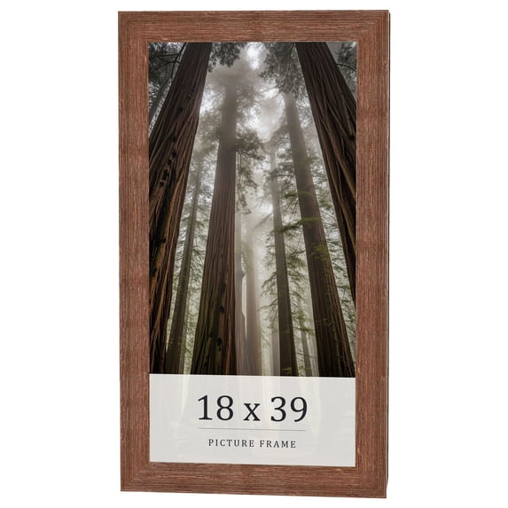 18x39 Frame Brown Farmhouse Solid Wood Picture Frame Width 1.5 Inches | Interior Frame Depth 0.5