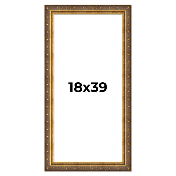 18x39 Frame Vintage Gold Solid Wood Picture Frame | 2.5 Inch Moulding Width | Ornate Bronze Museo