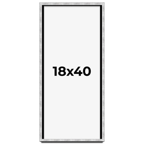 18x40 Frame Brushed Silver Solid Wood Picture Frame | 0.75 Inch Moulding Width | Rabbet Depth 0.75