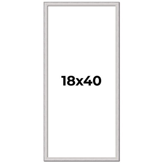 18x40 Frame Silver Inner Slope Bevel Picture Frame | 1 Inch Moulding Width | 0.75 Inch Rabbet Depth