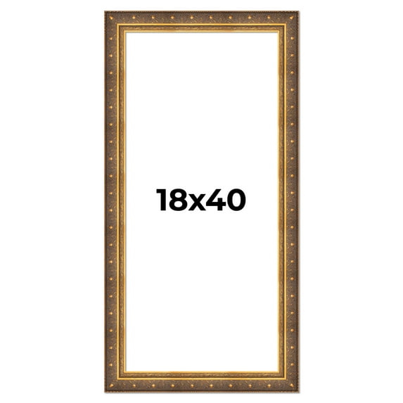 18x40 Frame Vintage Gold Solid Wood Picture Frame | 2.5 Inch Moulding Width | Ornate Bronze Museo