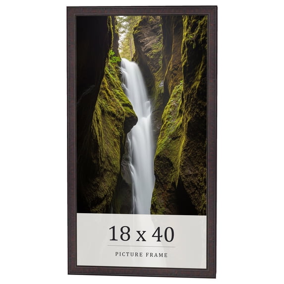 18x40 Rustic Brown Real Wood Picture Frame Width 0.75 inches | Interior Frame Depth 0.5 inches |