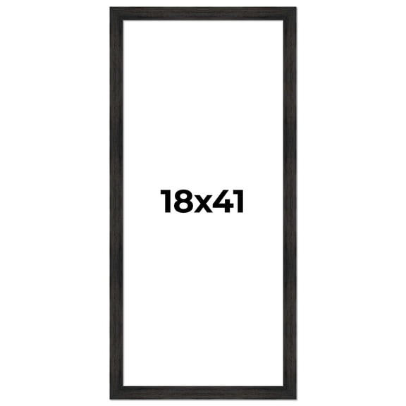 18x41 Frame Black Rustic Barnwood Solid Wood Picture Frame | 1.5 Inch Moulding Width | Includes UV