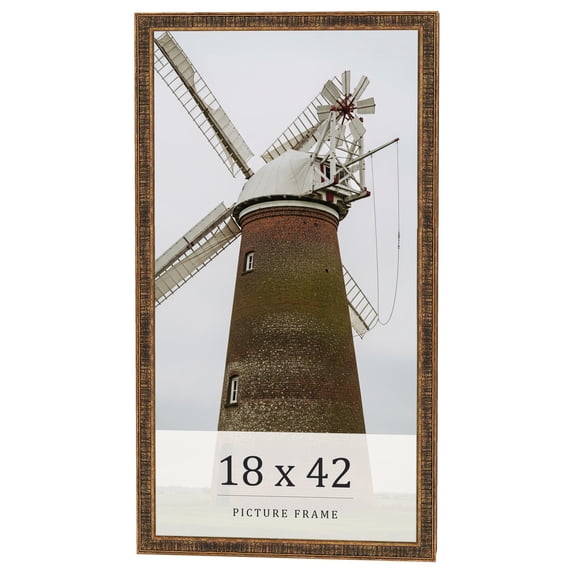 18x42 Frame Gold Kingsley Distressed Solid Wood Picture Frame Width 0.75 Inches | Interior Frame