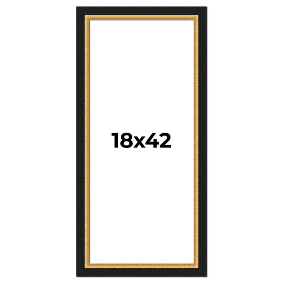 18x42 Frame Gold Real Wood Picture Frame Width 2.25 Inches | Interior Frame Depth 0.5 Inches |