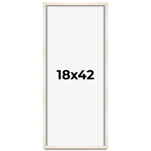 18x42 Frame White Wash Solid Wood Picture Frame | 0.75 Inch Moulding Width | Includes UV Acrylic