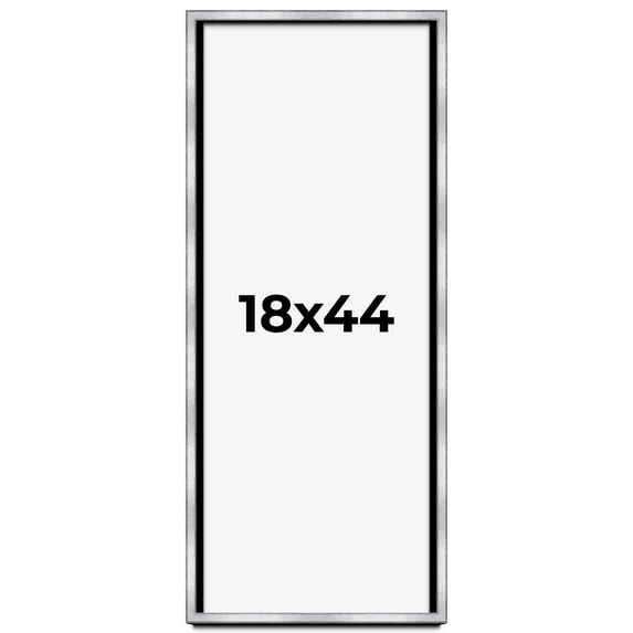 18x44 Shadow Box Frame Silver | 1.375 Inches Deep Real Wood Contemporary Shadowbox Display Frame |