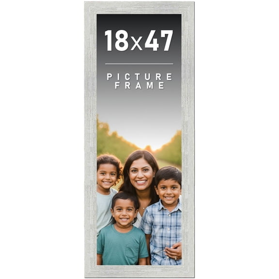 18x47 Frame White Barnwood Picture Frame Includes UV Acrylic Plexiglass, Acid Free Foam Backing