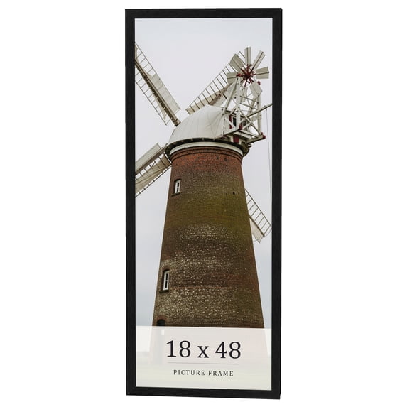 18x48 Frame Black Charcoal Grey Wood Textured Picture Frame | 0.75 Inch Moulding Width | Gunmetal