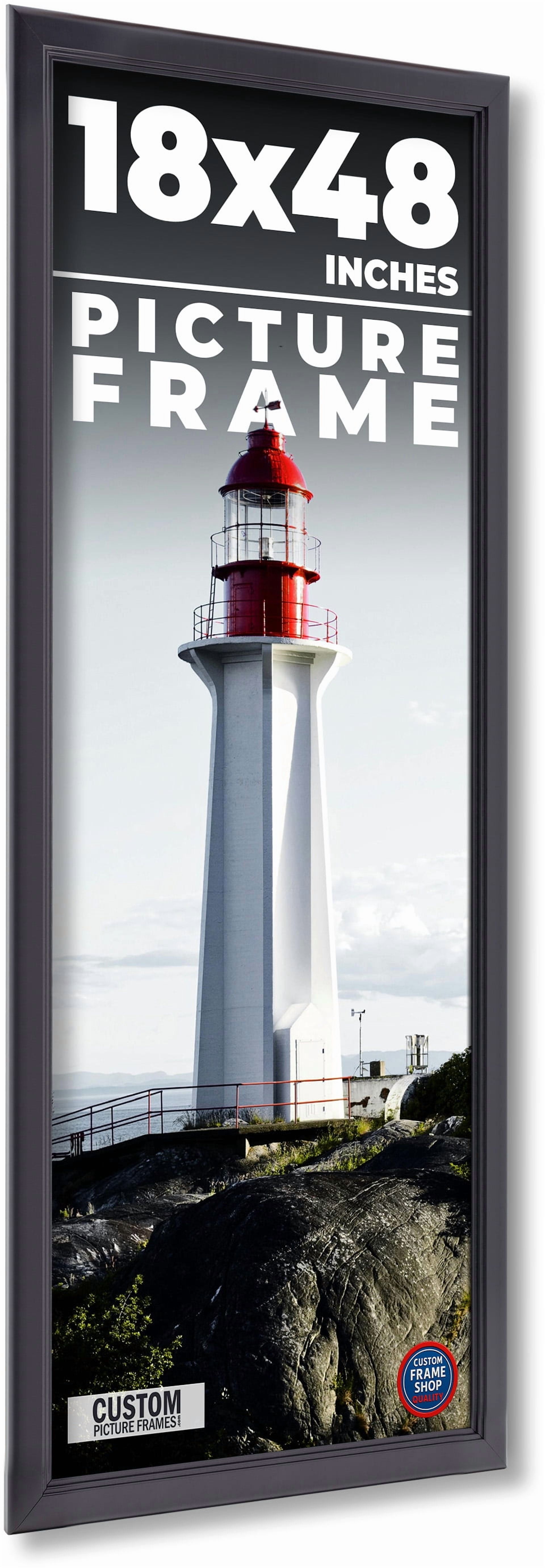 18x48 Frame Black Solid Wood Picture Frame - Complete Modern Photo Frame Includes UV Acrylic