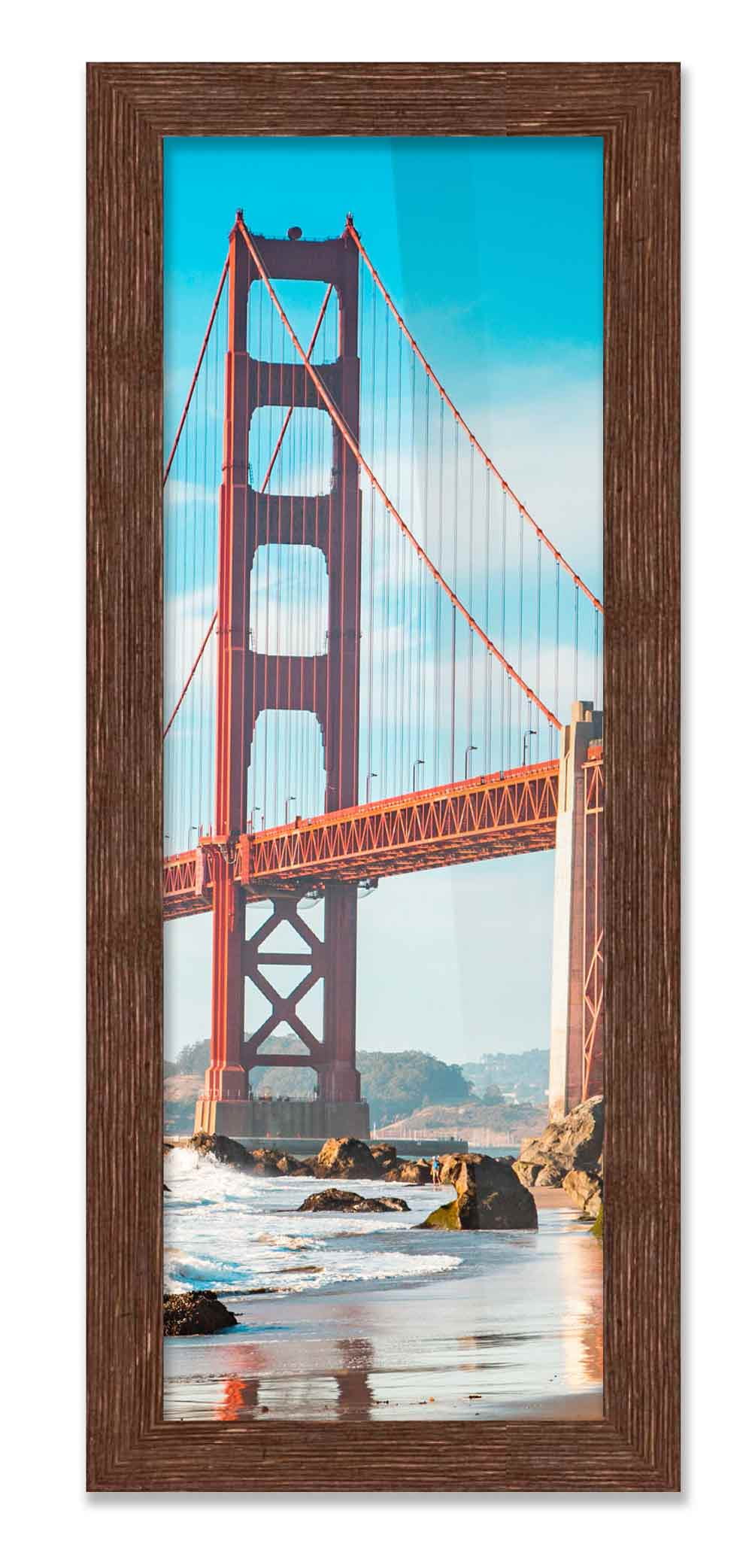 18x48 Frame Brown Barnwood Picture Frame - Modern Photo Frame Includes UV Acrylic Shatter Guard