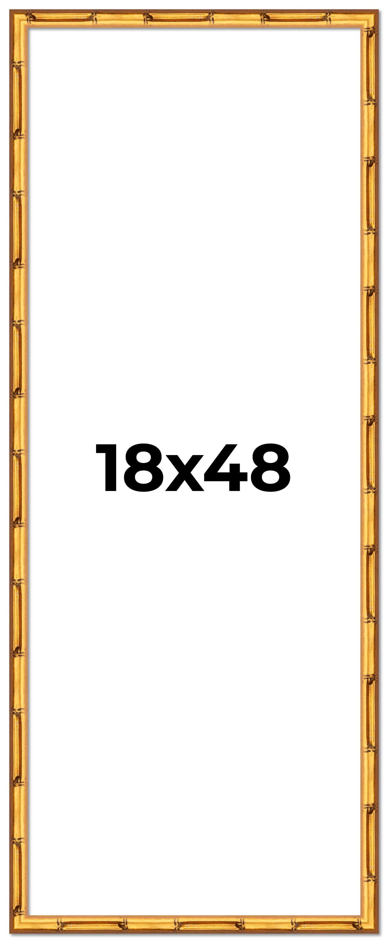18x48 Frame Gold Bamboo Picture Frame - Complete Modern Photo Frame Includes UV Acrylic Shatter