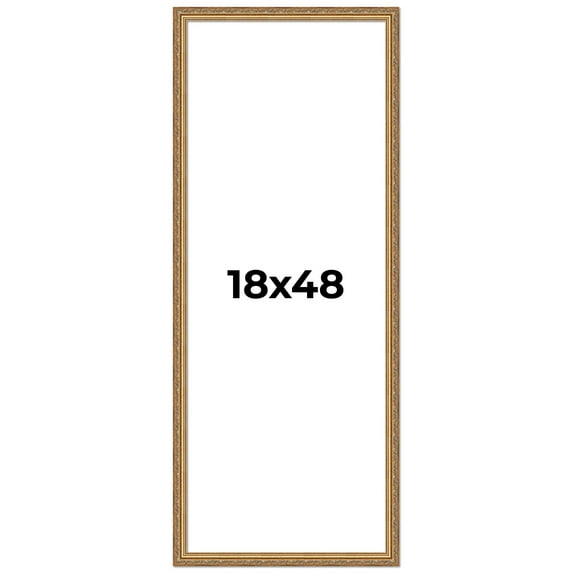 18x48 Frame Gold Solid Wood Picture Frame Width 1.25 Inches | Interior Frame Depth 0.375 Inches |