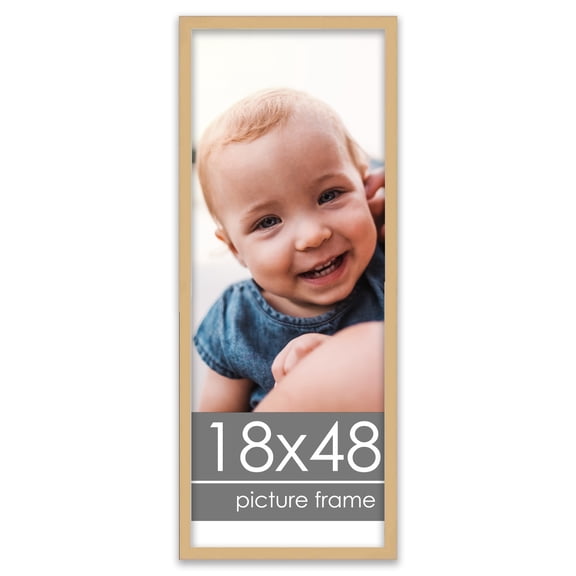 18x48 Natural Wood Picture Panoramic Frame - UV Acrylic, Foam Board Backing, Hanging Hardware