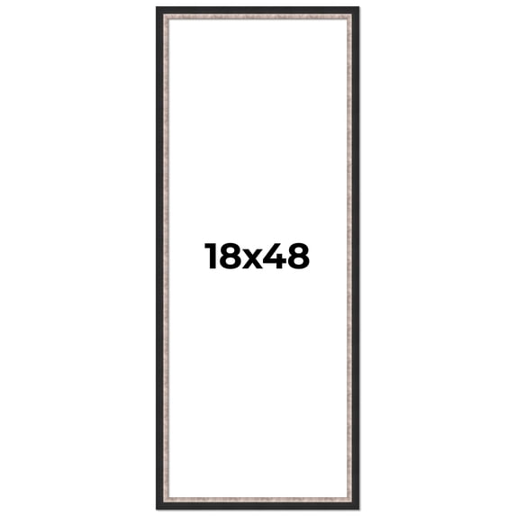 18x48 Frame Silver Real Wood Picture Frame Width 1.25 Inches | Interior Frame Depth 0.75 Inches |