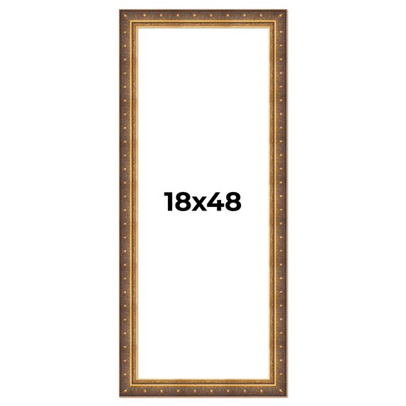 18x48 Frame Vintage Gold Solid Wood Picture Frame | 2.5 Inch Moulding Width | Ornate Bronze Museo