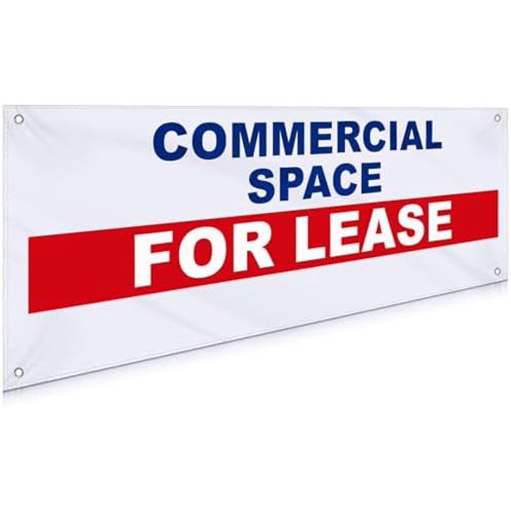 18x48 Inch "Commercial Space for Lease" Vinyl Banner Sign, Durable Heavy-duty Outdoor Advertising Lease Sign, with Metal Grommets, Weather Resistant Business Rental Marketing Banner$$Other