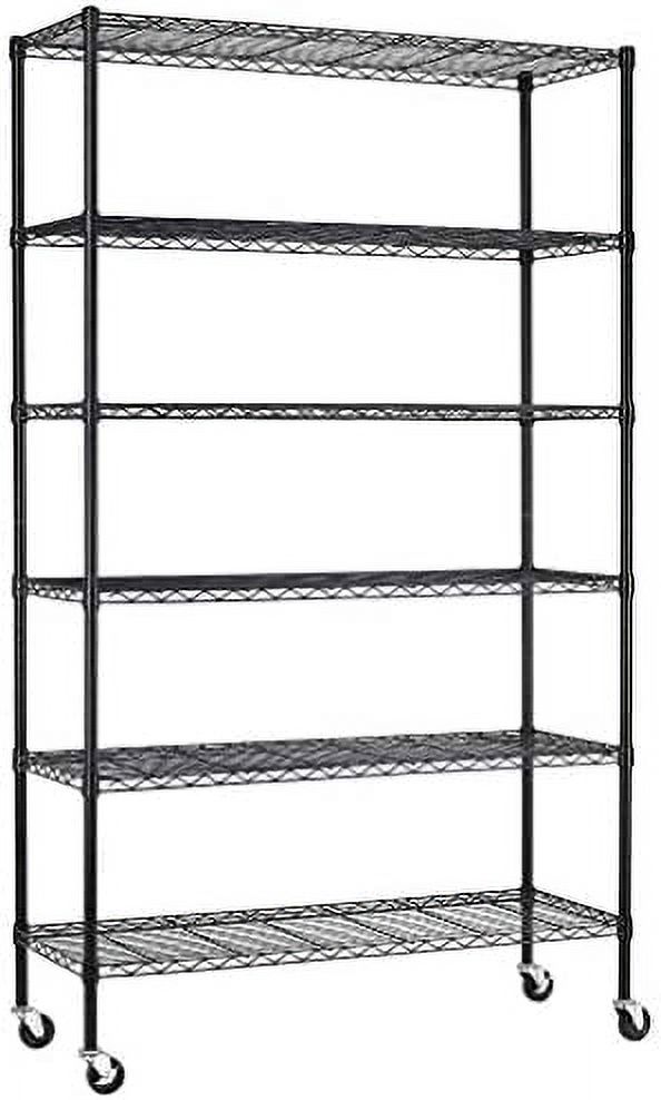18x48x72 Inch Wire Shelving Unit with Wheels 6 Tier Heavy Duty Layer