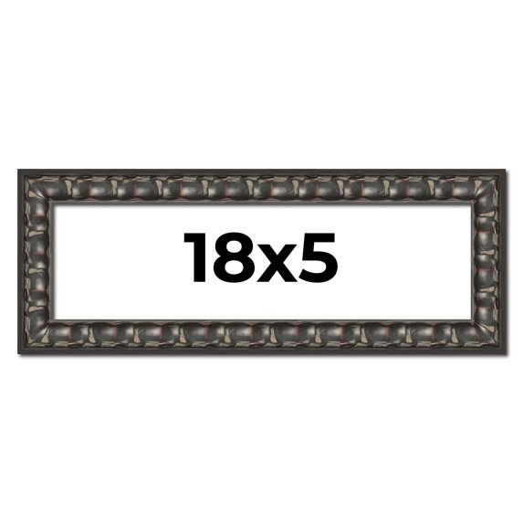 18x5 Frame Black-Brown Medieval Solid Wood Picture Frame | 1.5 Inch Moulding Width | Gotham Beveled